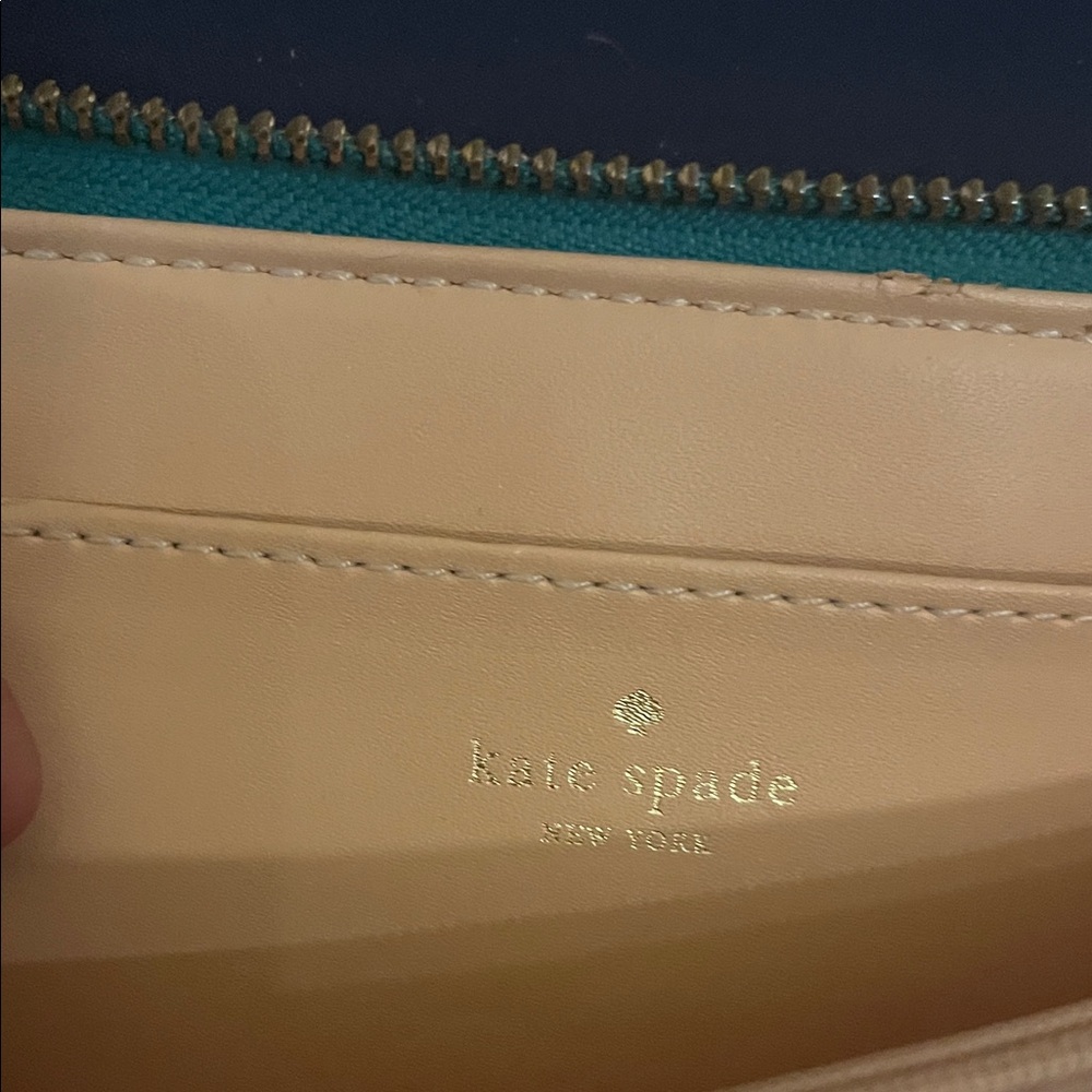 kate spade teal pebbled leather wristlet clutch - Picture 6 of 10